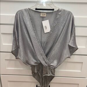 Silver Wrap Bodysuit Size S (NWT)